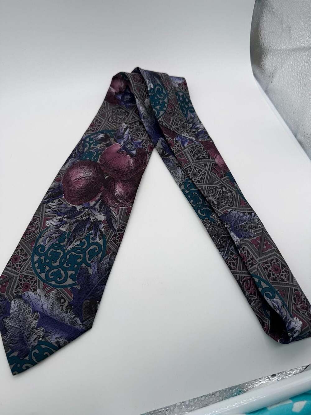 Italianissimo Vintage Floral Geometric Print Necktie